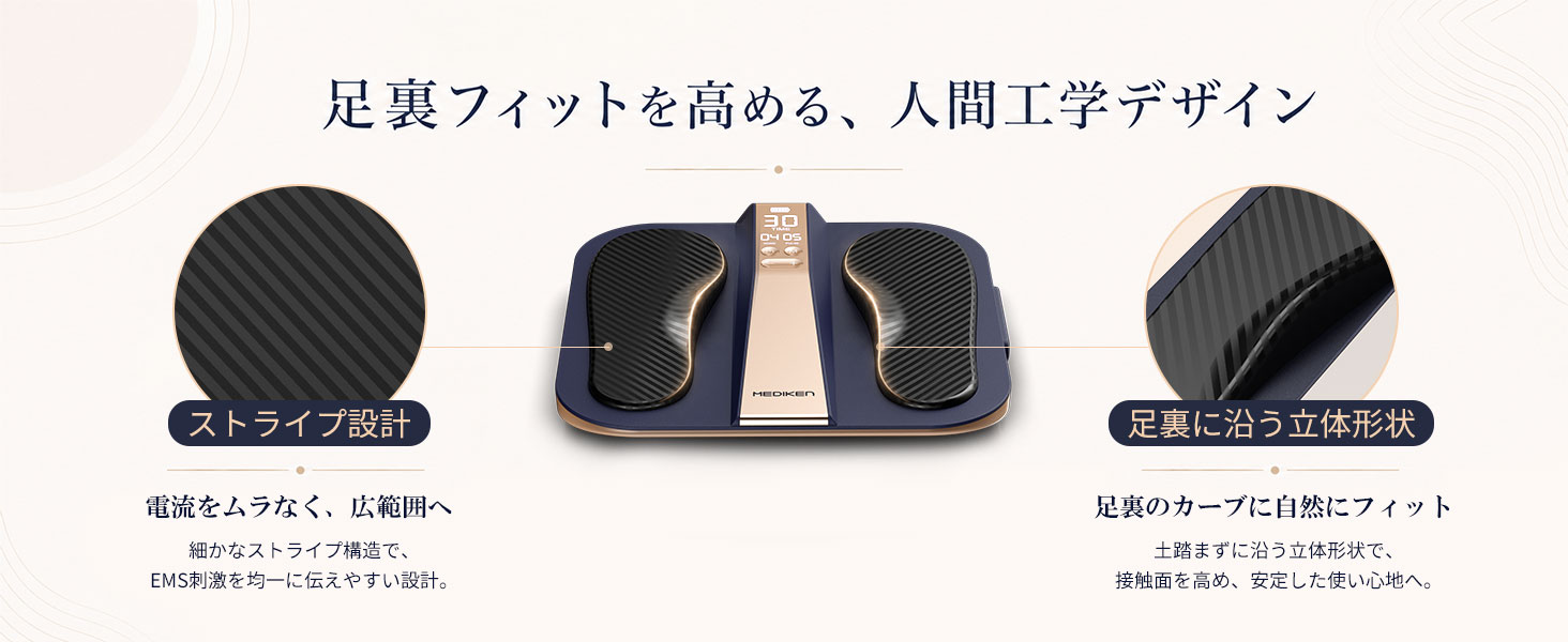立体設計で足裏フィット