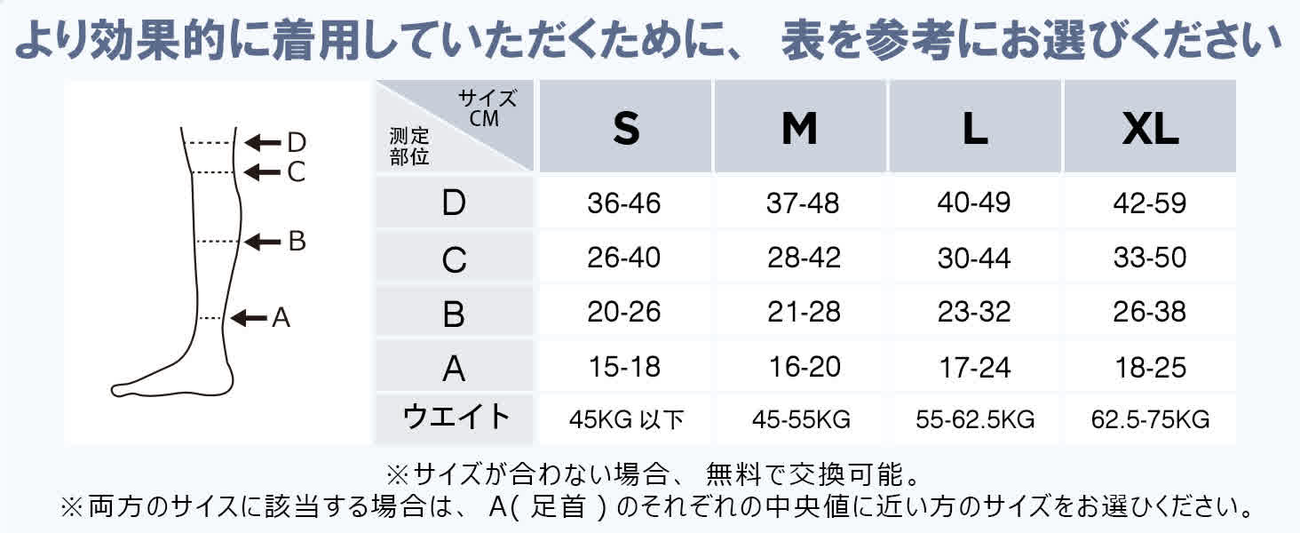 MEDIKEN 着圧ソックス ME013 SからXXLまでのサイズガイド